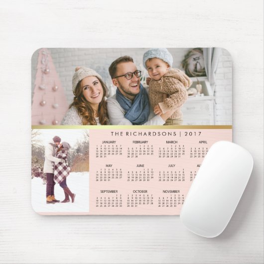 赤面ピンクとフェイク金ゴールド2017フォトカレンダー マウスパッド (マウス)