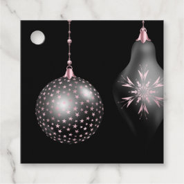 赤面ピンクとブラックのクリスマスメッセージカード フェイバータグ