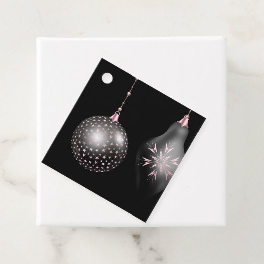 赤面ピンクとブラックのクリスマスメッセージカード フェイバータグ (インサイチュ)