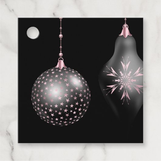 赤面ピンクとブラックのクリスマスメッセージカード フェイバータグ (正面)