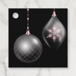 赤面ピンクとブラックのクリスマスメッセージカード フェイバータグ