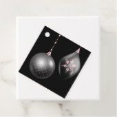 赤面ピンクとブラックのクリスマスメッセージカード フェイバータグ (インサイチュ)