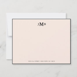 赤面ピンクとブラックモノグラムのフラフォーマルット サンキューカード