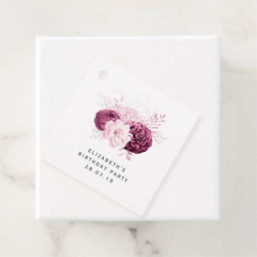 赤面ピンクとブルゴーニュのフローラ フェイバータグ (インサイチュ)