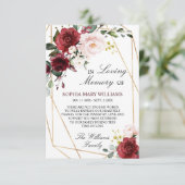 赤面ピンクとブルゴーニュの悔やみや弔慰メモリ サンキューカード (スタンド正面)