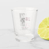 赤面ピンクとブルゴーニュ2枚の写真Save the Date ショットグラス (裏面)