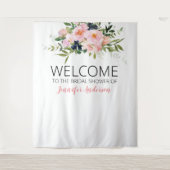 赤面ピンクとブルーのフローラへようこそ タペストリー (正面)