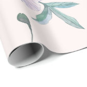 赤面ピンクとブルーのフローラ水色 ラッピングペーパー (ロールコーナー)