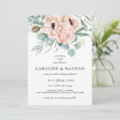 赤面ピンクとベージュの水の色のフローラ 招待状 (スタンド正面)