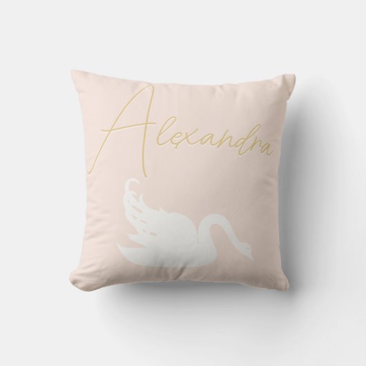 赤面ピンクとホワイトスワン任意の色 クッション (正面)