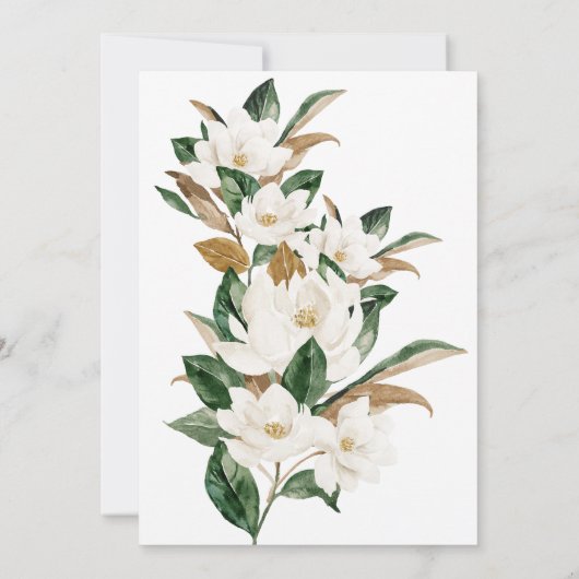 赤面ピンクとホワイトマグノリアアー結婚チーズ 招待状 (裏面)