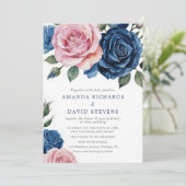 赤面ピンクと埃っぽいバラフローラ結婚ズ 招待状 (スタンド正面)