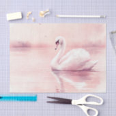 赤面ピンクと白いスワンの切り離し 薄葉紙 (クラフト)