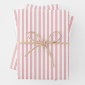 赤面ピンクと白のストライプのブライダルシャワー ラッピングペーパーシート (インサイチュ)
