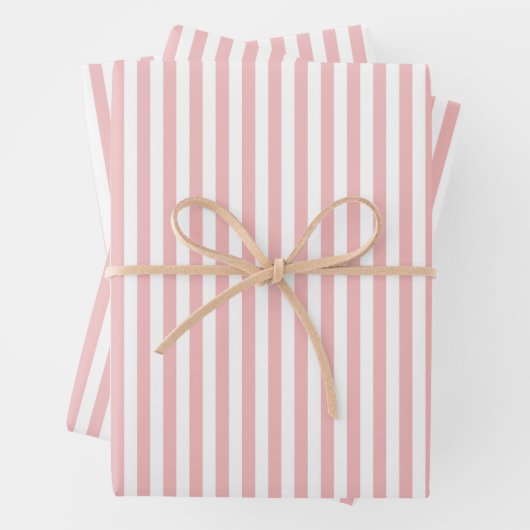赤面ピンクと白のストライプのブライダルシャワー ラッピングペーパーシート (インサイチュ)