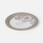 赤面ピンクと白の水色の花のヴィンテージ ペーパープレート (アングル)