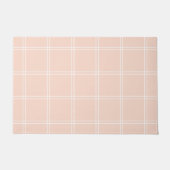 赤面ピンクと白の窓ガラスのチェック ドアマット (正面)