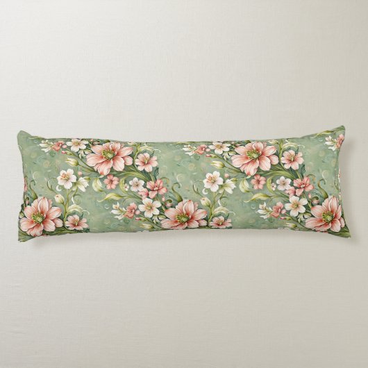 赤面ピンクと白の花をセージに ボディピロー (裏面)