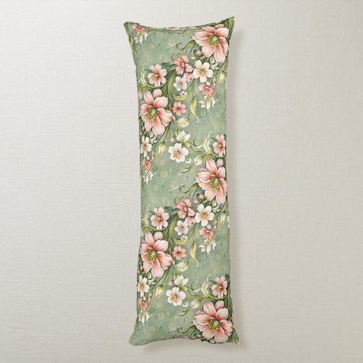赤面ピンクと白の花をセージに ボディピロー (裏面 (縦))