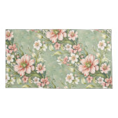 赤面ピンクと白の花をセージに 枕カバー (裏面)