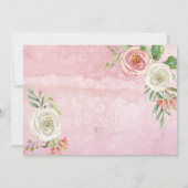 赤面ピンクと白の花模様 | 女の子の赤ちゃんシャワー 招待状 (裏面)