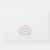 赤面ピンクと白の葉モノグラム結婚アート ゲストブック (裏面)