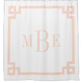 赤面ピンクと白ギリシャ鍵 |モノグラムの | シャワーカーテン (正面)