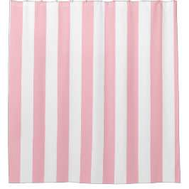 赤面ピンクと白シンプルストライプの色 シャワーカーテン
