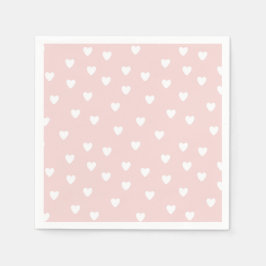 赤面ピンクと白ハート スタンダードカクテルナプキン