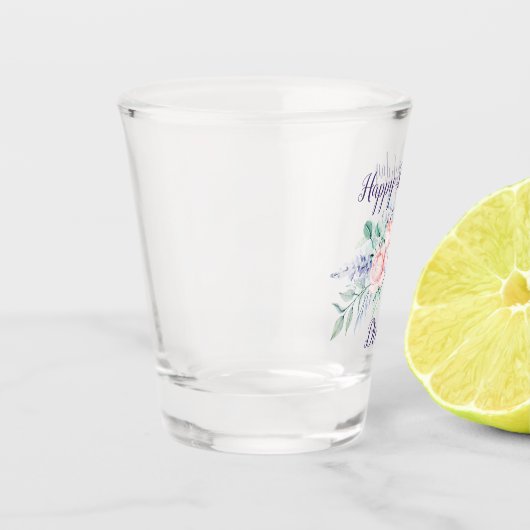 赤面ピンクと紫のフローラの特別な機会 ショットグラス (左)