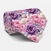 赤面ピンクと紫の紫の花のフローラ ネクタイ (ロール)