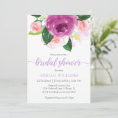 赤面ピンクと紫の開花ブライダルシャワー 招待状 (スタンド正面)