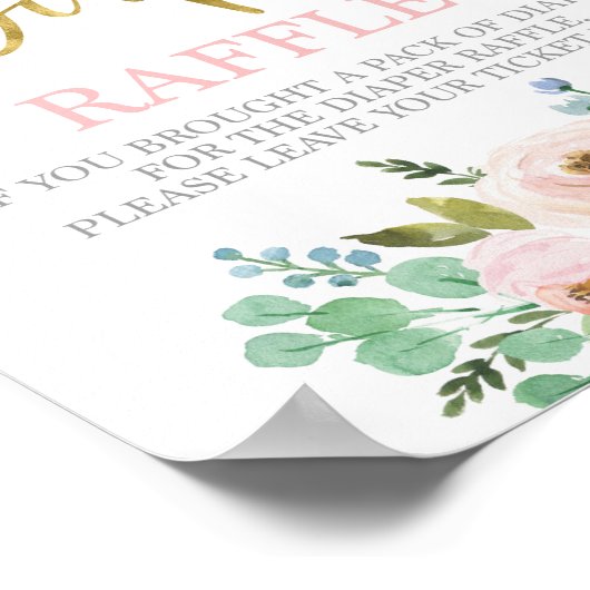 赤面ピンクと緑のおむつラッフルの看板 ポスター (角)