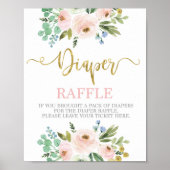 赤面ピンクと緑のおむつラッフルの看板 ポスター (正面)