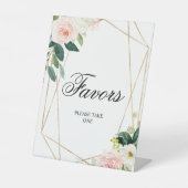 赤面ピンクと緑の葉のシャワーの好意サイン 台座サイン (正面)