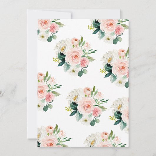 赤面ピンクと緑の離れ結婚式招待状 招待状 (裏面)