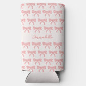 赤面ピンクと赤ストライプの弓コケット スリム缶クーラー (裏面)