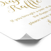 赤面ピンクと金ゴールドおむつラッフルサイン ポスター (角)