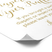 赤面ピンクと金ゴールドおむつワイプラッフルサイン ポスター (角)