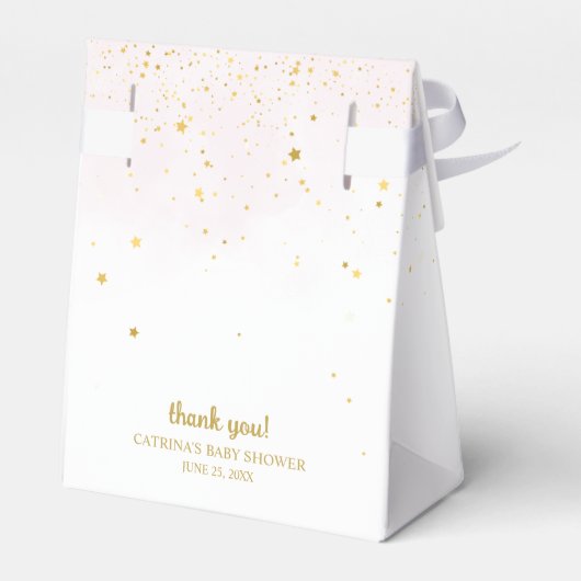 赤面ピンクと金ゴールドが月の赤ちゃんシャワーを浴びる フェイバーボックス (裏面サイド)