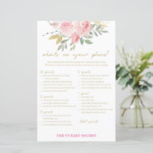 赤面ピンクと金ゴールドのベビーシャワーゲーム印刷 (スタンド正面)