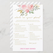 赤面ピンクと金ゴールドのベビーシャワーゲーム印刷 (正面/裏面)