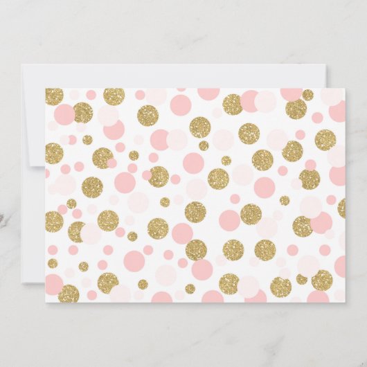 赤面ピンクと金ゴールドの最初の誕生日招待状 招待状 (裏面)
