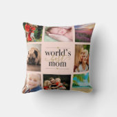 赤面ピンクと金ゴールドの最高の世界Mom 8写真 クッション (裏面)