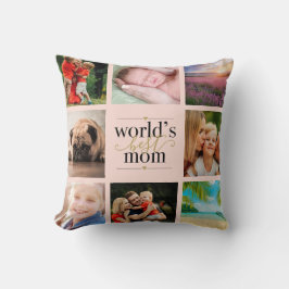 赤面ピンクと金ゴールドの最高の世界Mom 8写真 クッション