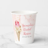 赤面ピンクと金ゴールドアイスクリームブライダルシャワー 紙コップ (裏面)