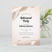 赤面ピンクと金ゴールドアゲーエレガントト退職パーティー 招待状 (スタンド正面)