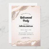 赤面ピンクと金ゴールドアゲーエレガントト退職パーティー 招待状 (正面/裏面)