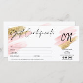 赤面ピンクと金ゴールドギフトカードモノグラム (正面/裏面)