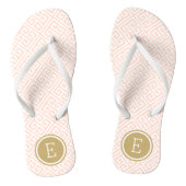 赤面ピンクと金ゴールドギリシャ鍵モノグラム ビーチサンダル (ソール)